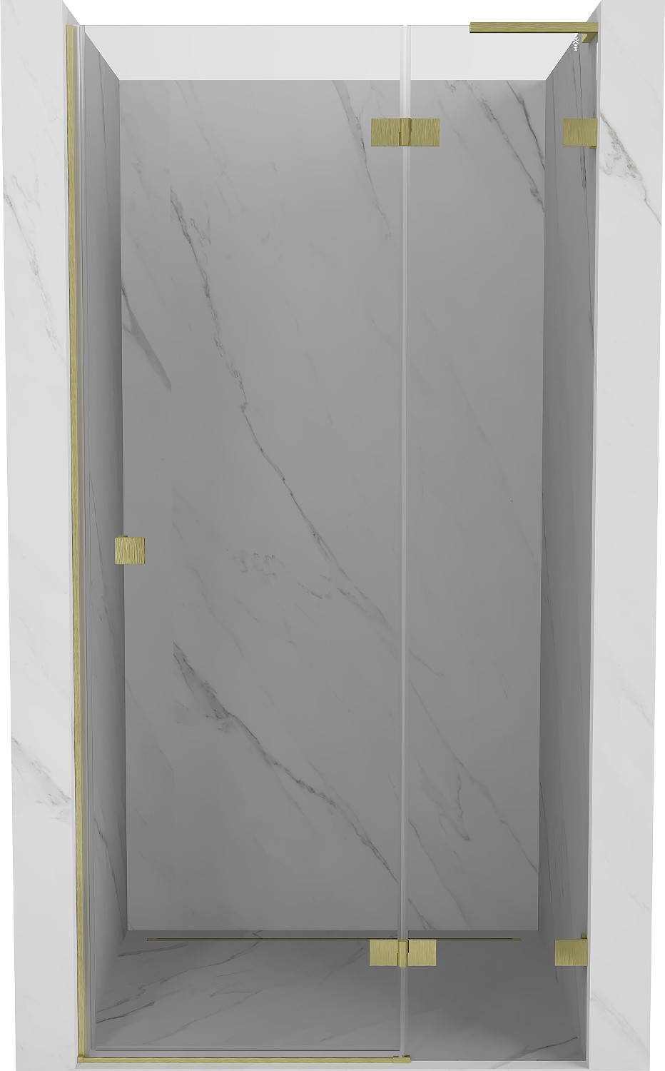 Mexen Lunar L drzwi prysznicowe uchylne prawe 115 cm, transparent, złote szczotkowane - 834L-115-000-55-00-P